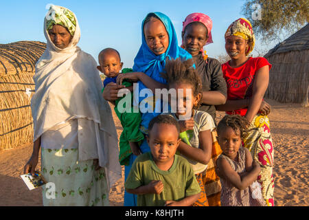Peul woman and children. senegal. Stock Photo