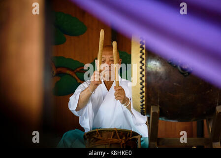 Man playing Taiko Drum Stock Photo