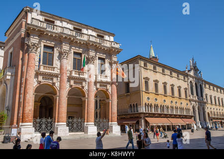 Piazza dei Signori with loggia del Capitanio and Church of St. Vincent buildings, Vicenza, Italy Stock Photo