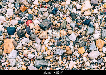 Multi-coloured sea stones gravel close-up for backgrounds and texture Stock Photo