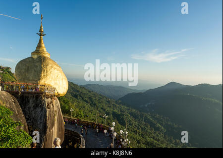 Myanmar (formerly Burma). Kyaiktiyo. State Mon. Sacred site of the golden rock Stock Photo