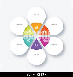 Modern infographics six circle process template Stock Vector