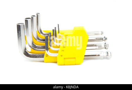 hex key set isolated on white background Stock Photo