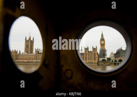 General view of ongoing restoration works at the Houses of Parliament, in Westminster, London. Stock Photo