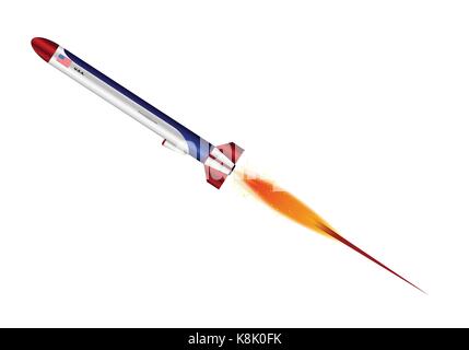 A cruise missile in flight over a white background Stock Vector