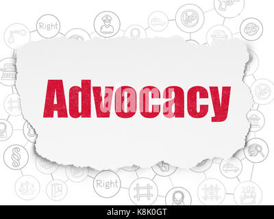 Law concept: Advocacy on Torn Paper background Stock Photo