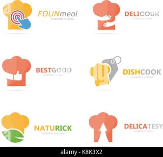Set of chef hat logo combination. Kitchen and cooking symbol or icon. Unique bakery and restaurant logotype design template. Stock Vector