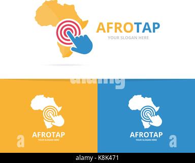Vector africa and click logo combination. Safari and cursor symbol or icon. Unique geography, continent and digital logotype design template. Stock Vector