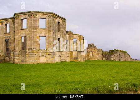 The ruins of the Earl Bishop's flamboyant house in the grounds of the Downhill Demesne near Coleraine on the north coast of Northern Ireland Stock Photo