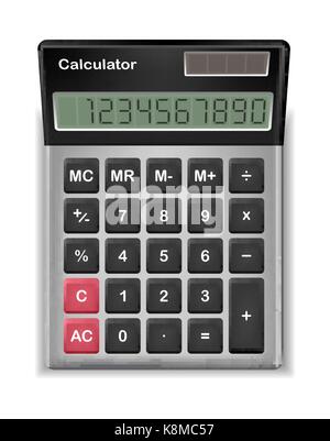 top view of real calculator on a white background Stock Vector
