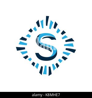 elegant letter S logo with rays, letter s logo, icon design, isolated on white background. Stock Vector