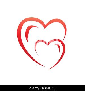 stylish outline of hearts, hearts illustration, icon design, isolated on white background. Stock Vector