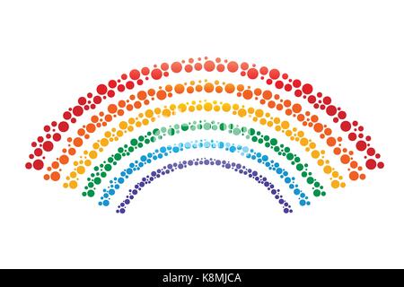 colorful rainbow with cirlces , rainbow illustration, icon design, isolated on white background Stock Vector