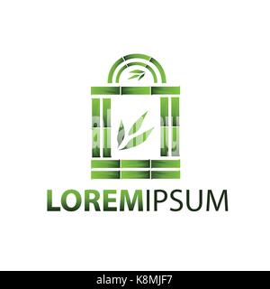 bag of bamboo logo, bamboo shop logo, icon design, isolated on white background. Stock Vector