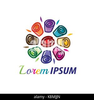 colorful rolls ice cream logo, icon design, isolated on white background. Stock Vector