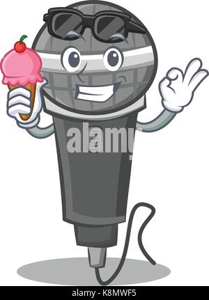 With ice cream microphone cartoon character design Stock Vector