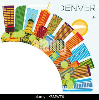 United States, Colorado, Denver, travel landmark vector illustration ...