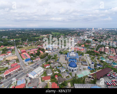 aerial photo - Sultan Ismail Petra Mosque located at Kota Bharu, Kelantan, Malaysia. Stock Photo