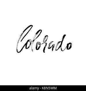 Colorado State Lettering Colorado. Modern dry brush lettering. Retro typography print. Vector ...