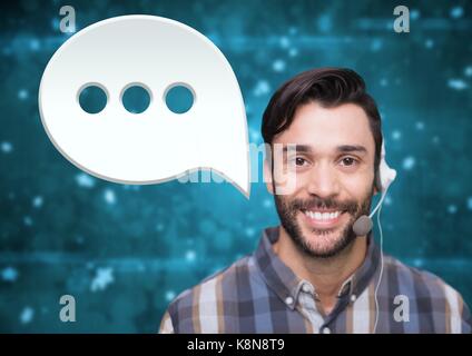 Digital composite of Customer care service man with chat bubble Stock Photo