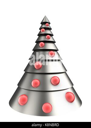 3d illustration of metal Christmas tree over white background with ...
