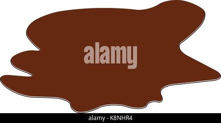 Puddle of chocolate, mud spill clipart. Brown stain, plash, drop. Vector illustration isolated on the white background Stock Vector