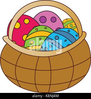 Easter basket with egg vector symbol , icon  design. Spring illustration isolated on white background. Stock Vector
