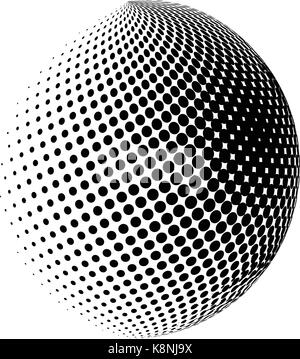 halftone globe, sphere vector logo symbol, icon, design. abstract dotted globe illustration isolated on white background.; Stock Vector