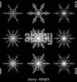 Snowflake vector symbol silhouette design. christmas winter icon  illustration isolated on the black background. Stock Vector