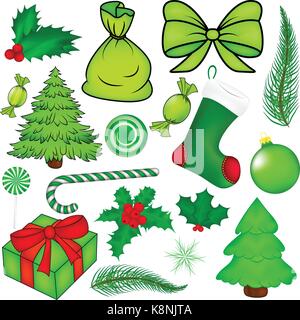 Christmas vector symbol set, icon  design. Winter illustration isolated on white background. Stock Vector