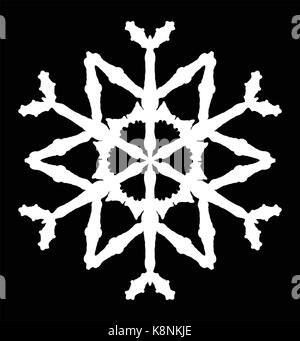 Snowflake silhouette icon, symbol, design. Winter, christmas vector illustration isolated on the black background. Stock Vector