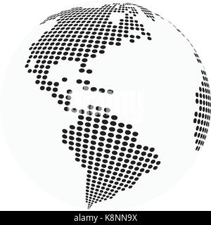 globe earth world map - abstract dotted vector background.  Black and white silhouette illustration Stock Vector