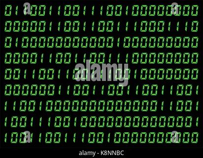 0,1 digits vector wallpaper. Green Binary code on black background. Digital matrix abstract technology illustration. Stock Vector