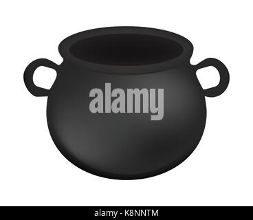 Empty witch cauldron,pot. Realistic Vector illustration isolated on white background. Created with gradient mesh. Stock Vector