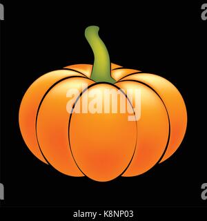 Halloween pumpkin realistic vector illustration isolated on  black background. Image created with gradient mesh. Stock Vector