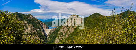 image with Vidraru dam seen from a distance Stock Photo