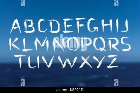 Brush Font Bold Letters on Sea Background Stock Vector