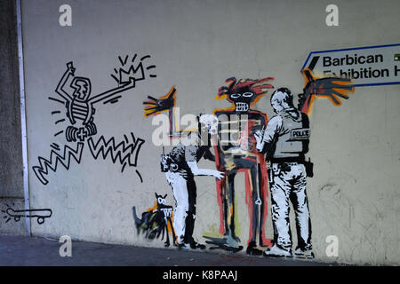 London, UK. 20th Sep, 2017. Banksy tribute outside Barbican Credit: Londonphotos/Alamy Live News Stock Photo