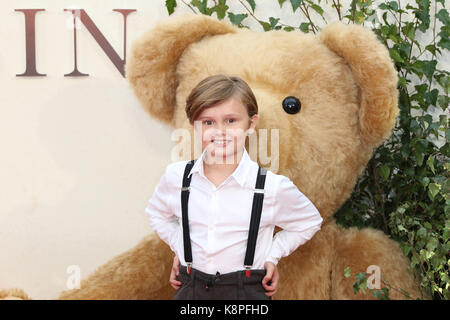 London, UK. 20th Sep, 2017. Will Tilston, Goodbye Christopher Robin - World Premiere, Leicester Square, London UK, 20  September 2017, Photo by Richard Goldschmidt Credit: Rich Gold/Alamy Live News Stock Photo