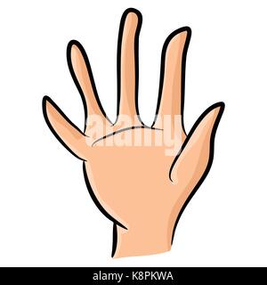 Image of cartoon human hand, gesture open palm, waving, . Vector illustration isolated on white background. Stock Vector