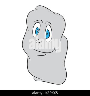 Image of shy, lovely, cute, halloween cartoon ghost. Vector illustration isolated on black background. Stock Vector