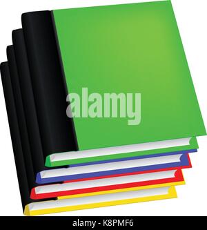Stack of realistic colored books with empty covers. Vector illustration isolated on white background Stock Vector