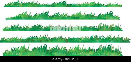 Green Grass Set, Isolated On White Background, Vector Illustration Stock Vector