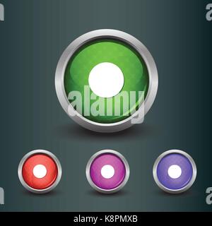 Set of isolated rec, record glossy vector web buttons. Beautiful internet buttons. Stock Vector