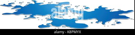 The puddle of water spill isolated over the white background Stock Vector