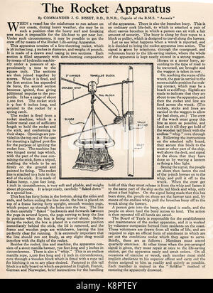 The rocket apparatus and chair used for rescuing mariners from shipwrecks - (From the Boys Own Annual 1932-33) Stock Photo