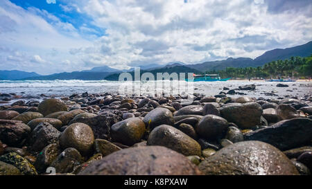 The rocky beach in Sabang port to the Underground River, Puerto Princesa, Palawan, MIMAROPA, Philippines, Southeast Asia Stock Photo