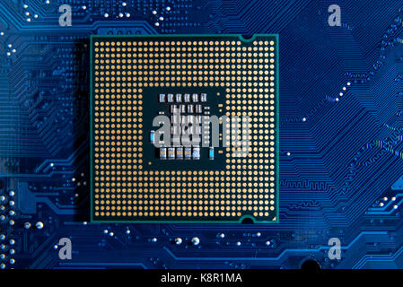 Cpu on circuit board background. computer motherboard. Stock Photo