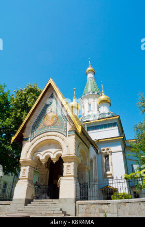 Sveti Nikolay Mirlikiiski, Saint Nicholas, Russian eastern orthodox church, Pushkin park, Sofia, Bulgaria Stock Photo