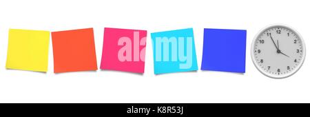 Digital composite of sticky notes with clock Stock Photo